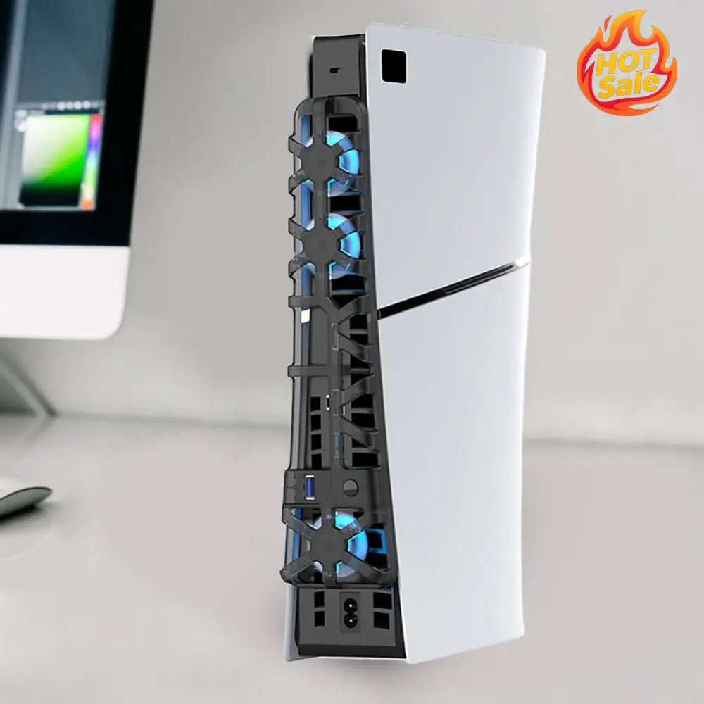 Cooling Fan with LED Light and 3 Fans Efficient Cooling System USB DC 5V Game Console Rear Cooling Fan 1100 RPM for PS Slim Oasis Select