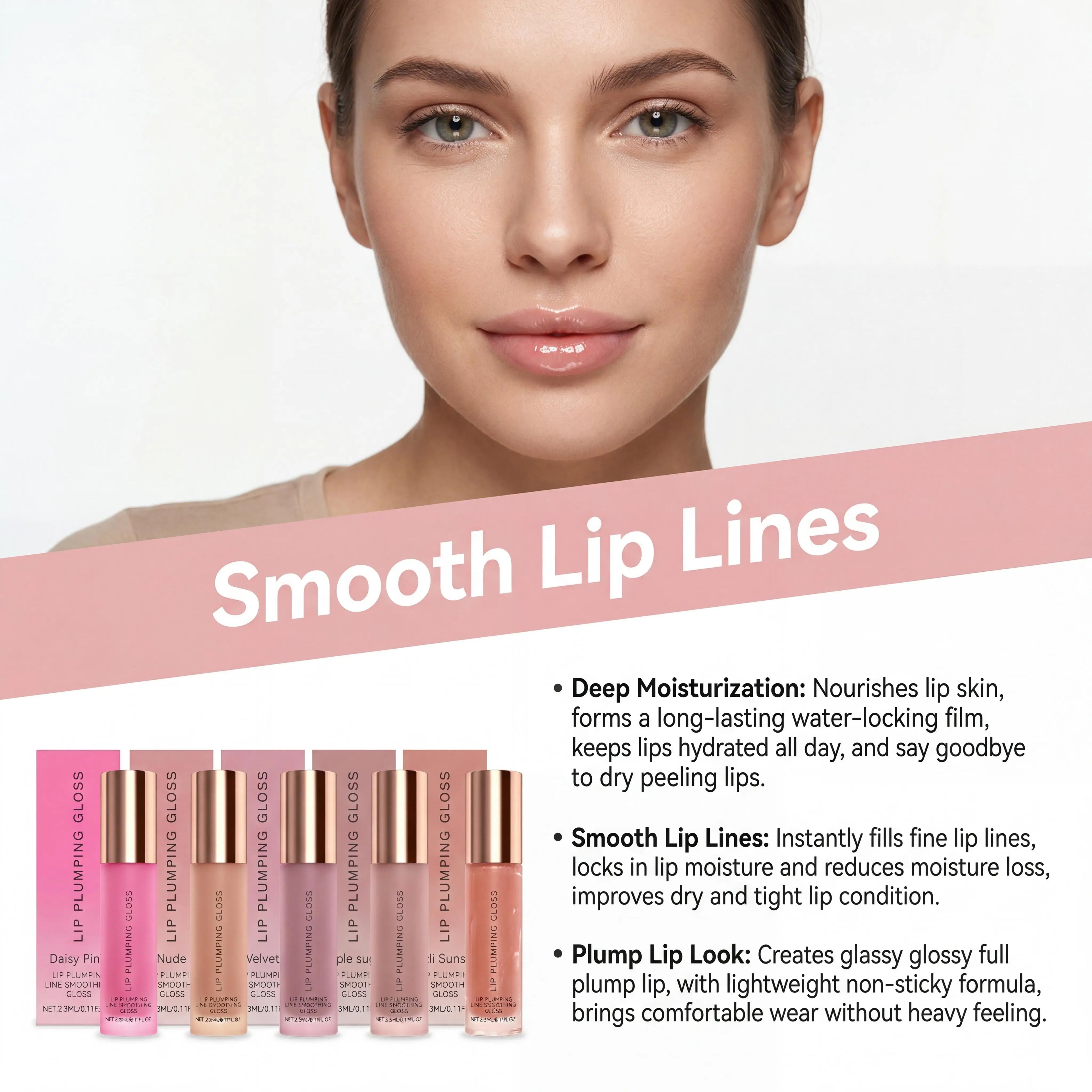 Water Light Lip Gloss Mutil Color Plump Lips Hydrating Lips Fade Lip Lines Boost Shine Lightweight Portable Lip Plumping Gloss Oasis Select