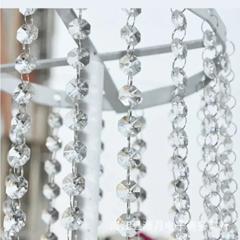 Long Octagon Beads with Silver Rings Hooks Crystal Chandelier Chain Garland for Transparent Crystal Beaded Curtain Oasis Select