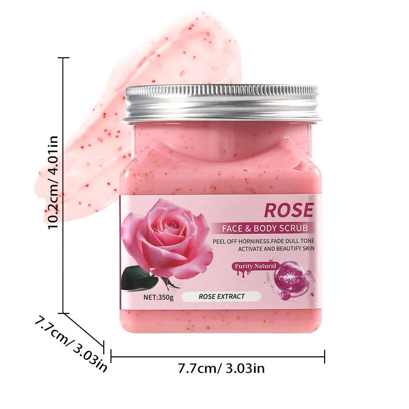 350g Body Exfoliating Scrub for Dead Skin and Keratosis Pilaris, Full-Body Deep Cleansing Coffee Scrub Oasis Select Rose 350g