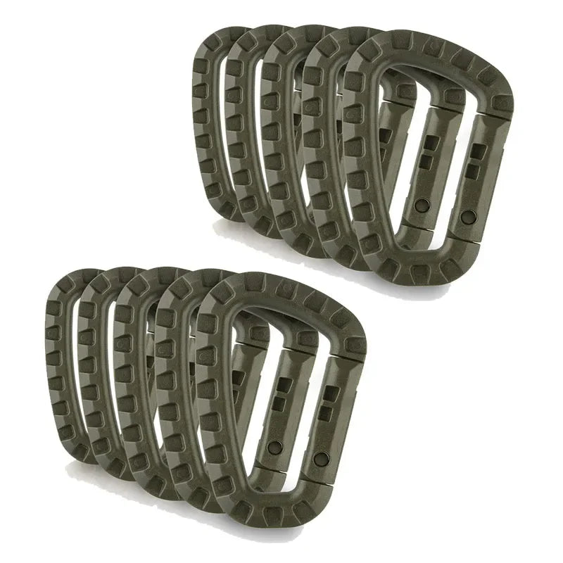 5/10/15Pcs Tactical Carabiner Clip Set Outdoor Steel Hook Camping Lock Daily Key Chain Keychain Buckle Backpack Bag Karabiners Oasis Select green-10pcs