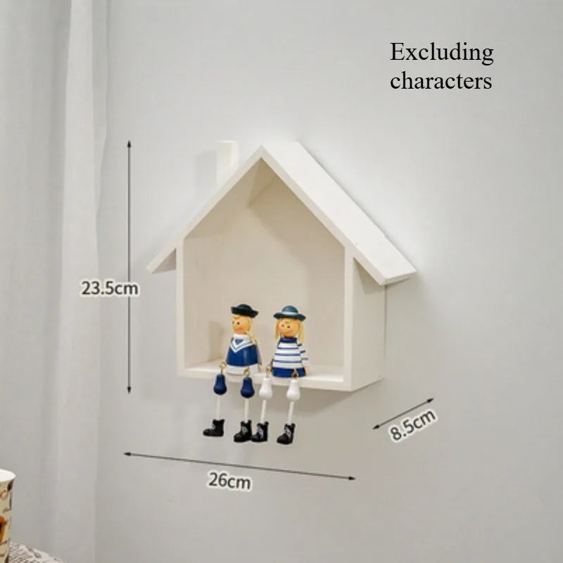 Wooden Small House Retro and Nostalgic Home Wall Decoration Entrance Decoration Wall Hanging Decoration Storage Rack Oasis Select G