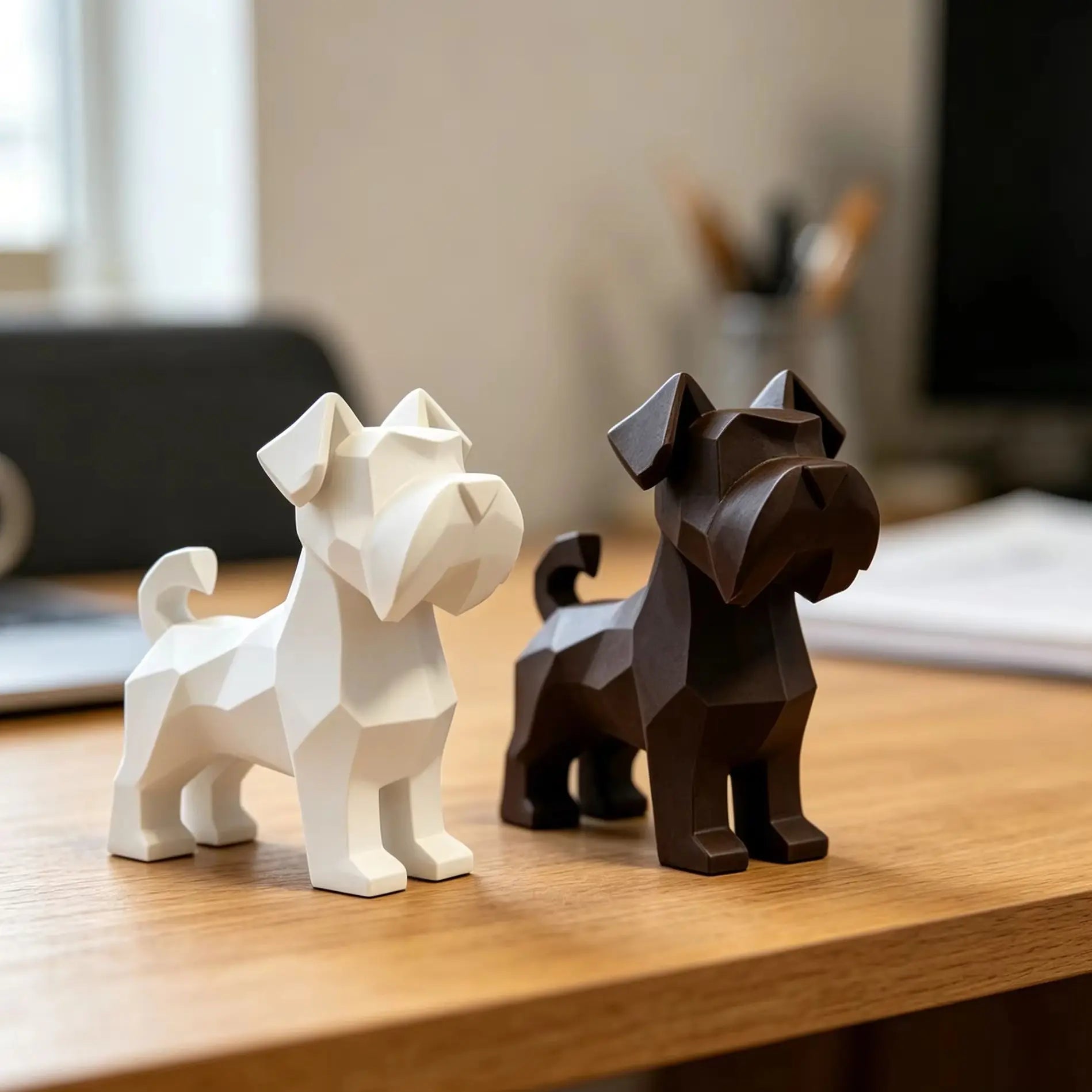 Schnauzer Dogs Figurines Resin Dogs Statue Minimalist desktop Ornaments Home Decoration for Living Room Bedroom Office Pets Gift Oasis Select