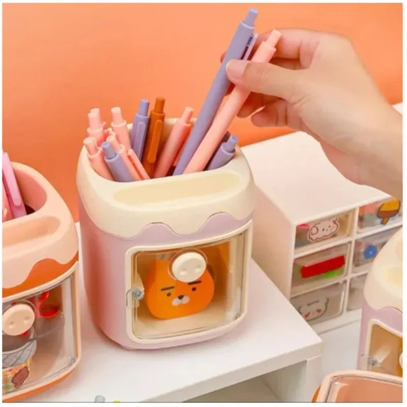 1pcs Creative Cartoon Multi Grid Pen Holder Student's Favorite Multifunctional Storage Box with Grid Desktop Stationery Box Oasis Select