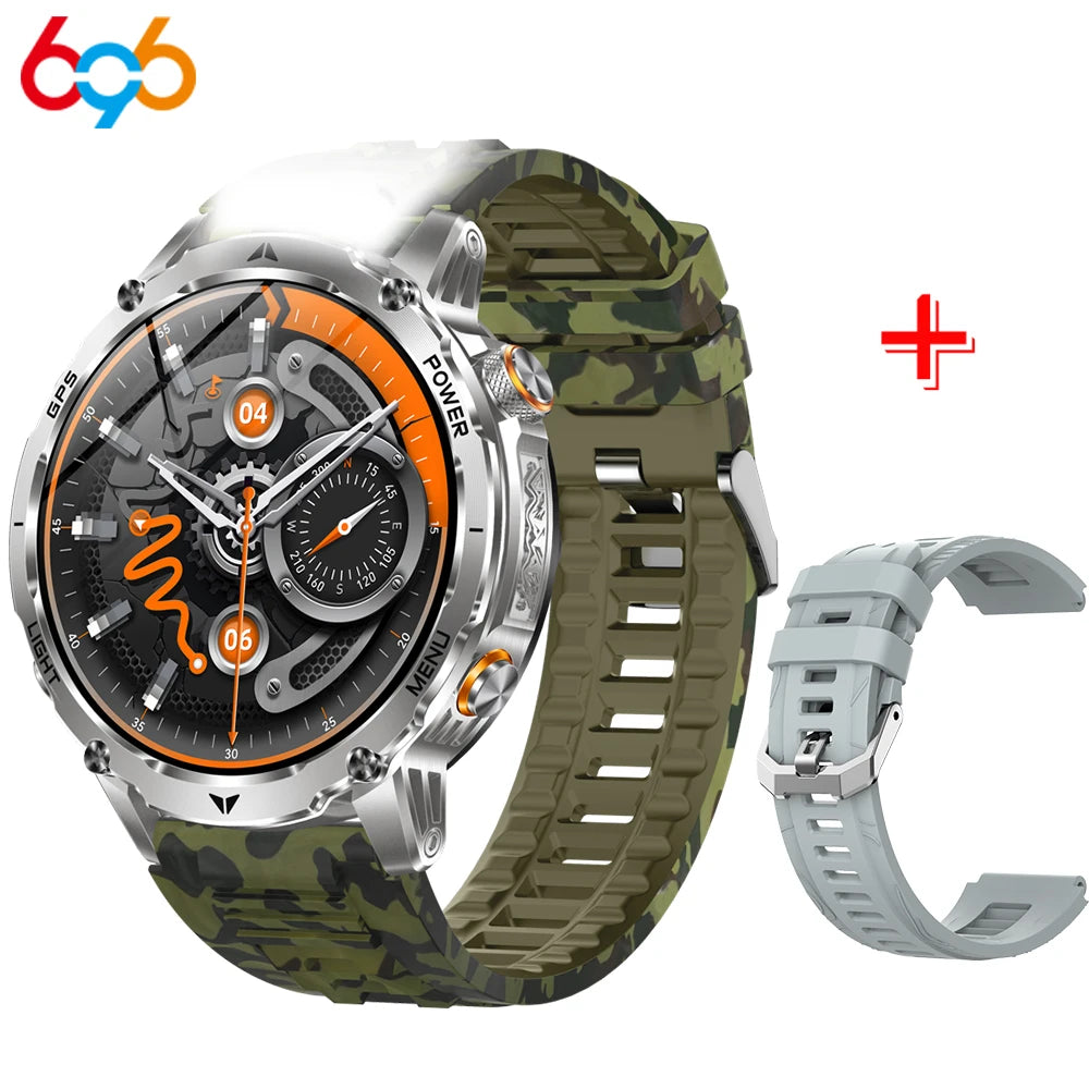 Outdoor Smart Watch Men Lady Flashlight Heart Rate BT Call Sports Bracelets Health Smartwatch Waterproof Compass GPS SOS 1100mAh Oasis Select SOMCGNSGRS