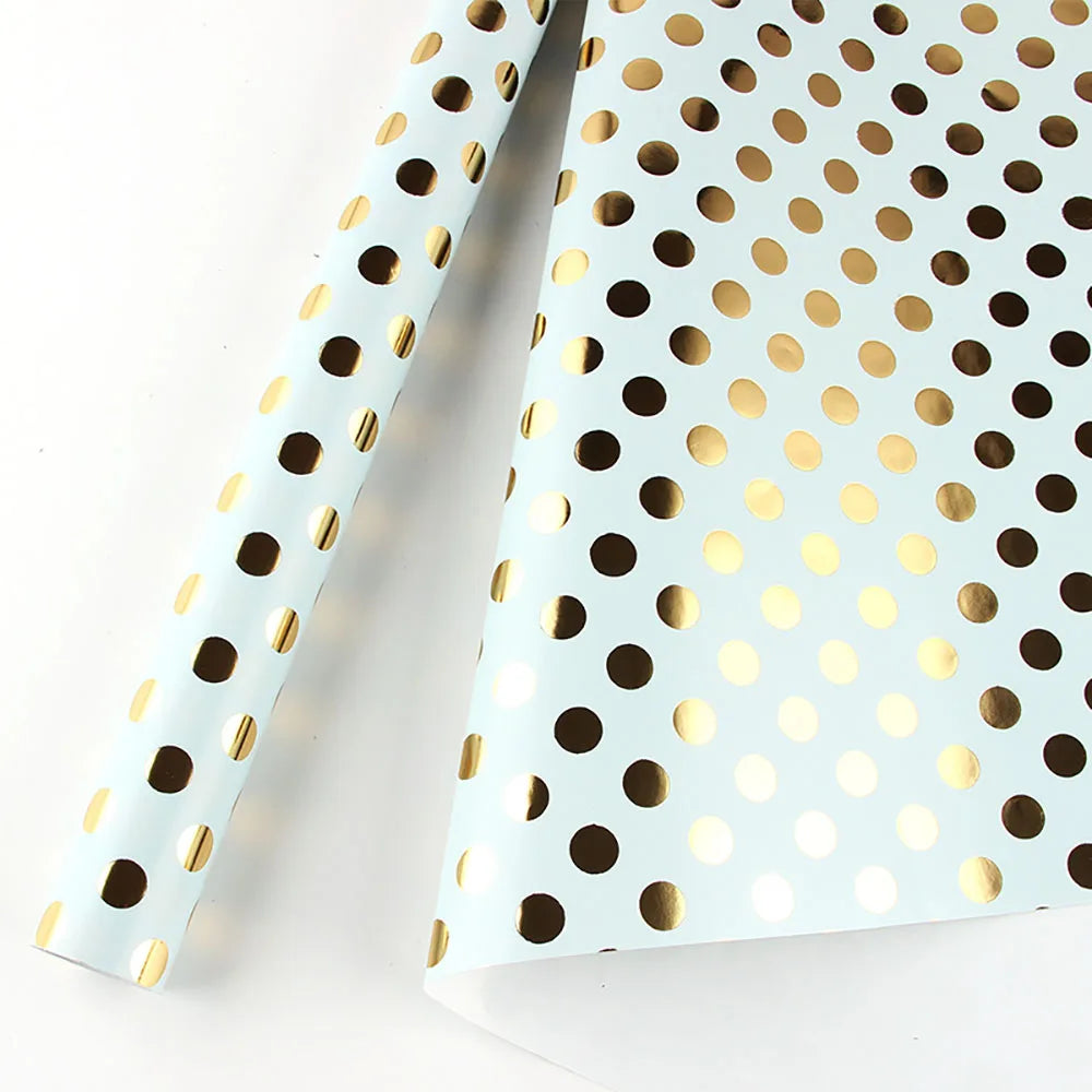 50x70cm Bronzing Gift Wrapping Paper Gold Polka Dots Birthday Valentine's Day Bouquet Gift Packaging Paper DIY Decoration Paper Oasis Select T