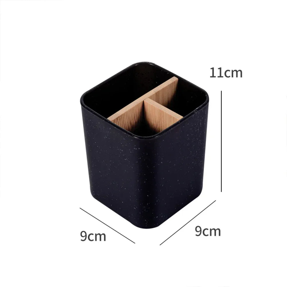 Bamboo Electric toothbrush Holder Razor Makeup Brush Storage Box Toothpaste Toothbrush Stand Bathroom accessories Oasis Select black 3grid