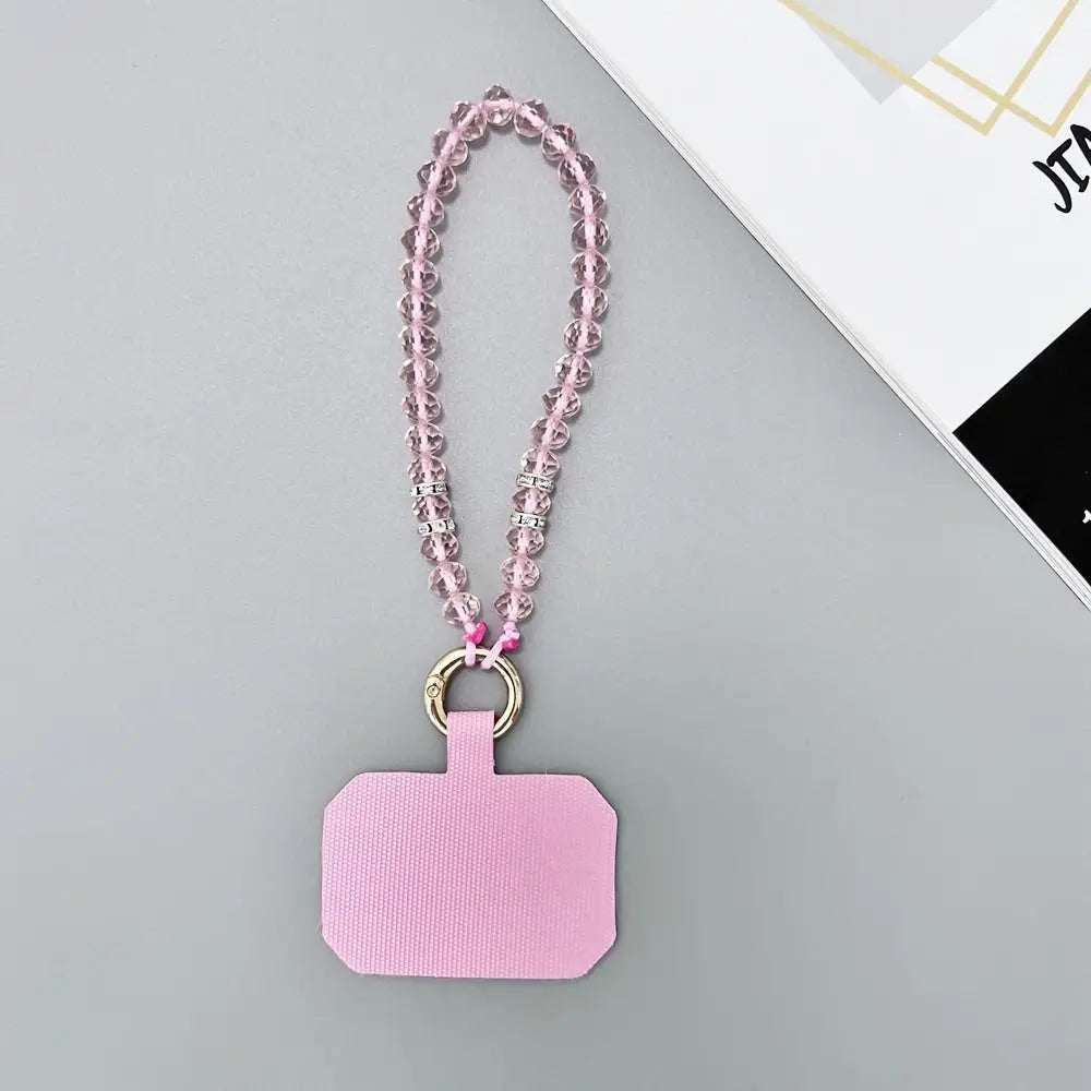 Phone Charms Crystal Beads Crystal Phone Straps Lanyard Hand Wrist Mobile Phone Chain String Luxury Cellphone Strap Key Lanyards Oasis Select pink