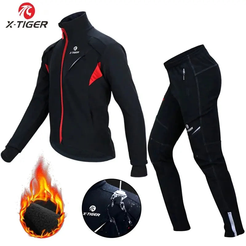 X-TIGER Cycling Jersey Winter Thermal Fleece Men's Bicycles Clothing Windproof Bicycle Reflective Biking Jacket Sportswear Oasis Select