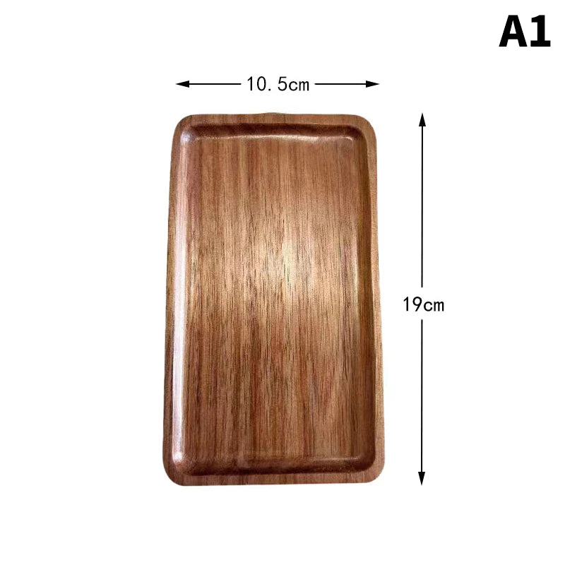 Natural Solid Wood Tray Japanese Style Round Dessert Plate Snack Fruit Dish Wooden Tableware Kitchen Food Serving Platter Oasis Select A1