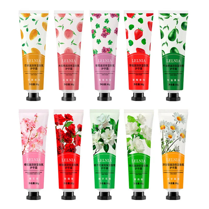 10-Piece Fruity Floral Hand Cream Set – Moisturizing & Nourishing Hand Cream Set Oasis Select B