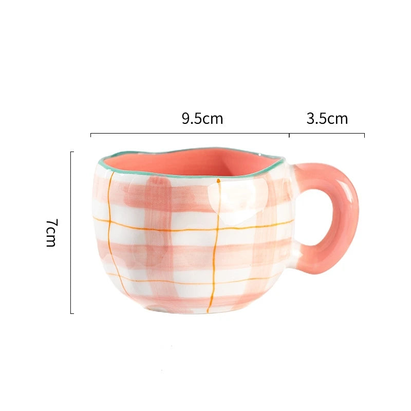 300ML Ceramic Mug Flower Heart Pattern Cute Hand Pinched Irregular Creative Style Coffee Cup Breakfast Milk Afternoon Tea Cups Oasis Select Pinkgridr 300ml