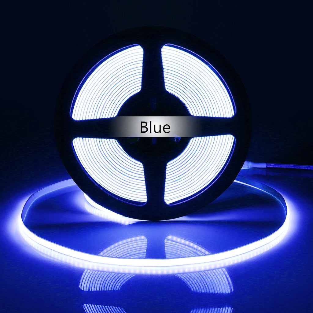 COB LED Strip Light Flexible Lamp Tape Neon Light 12V High Bright Kitchen Cabinet TV Desktop Screen BackLight Car Room Decor ﻿ Oasis Select Blue 5m