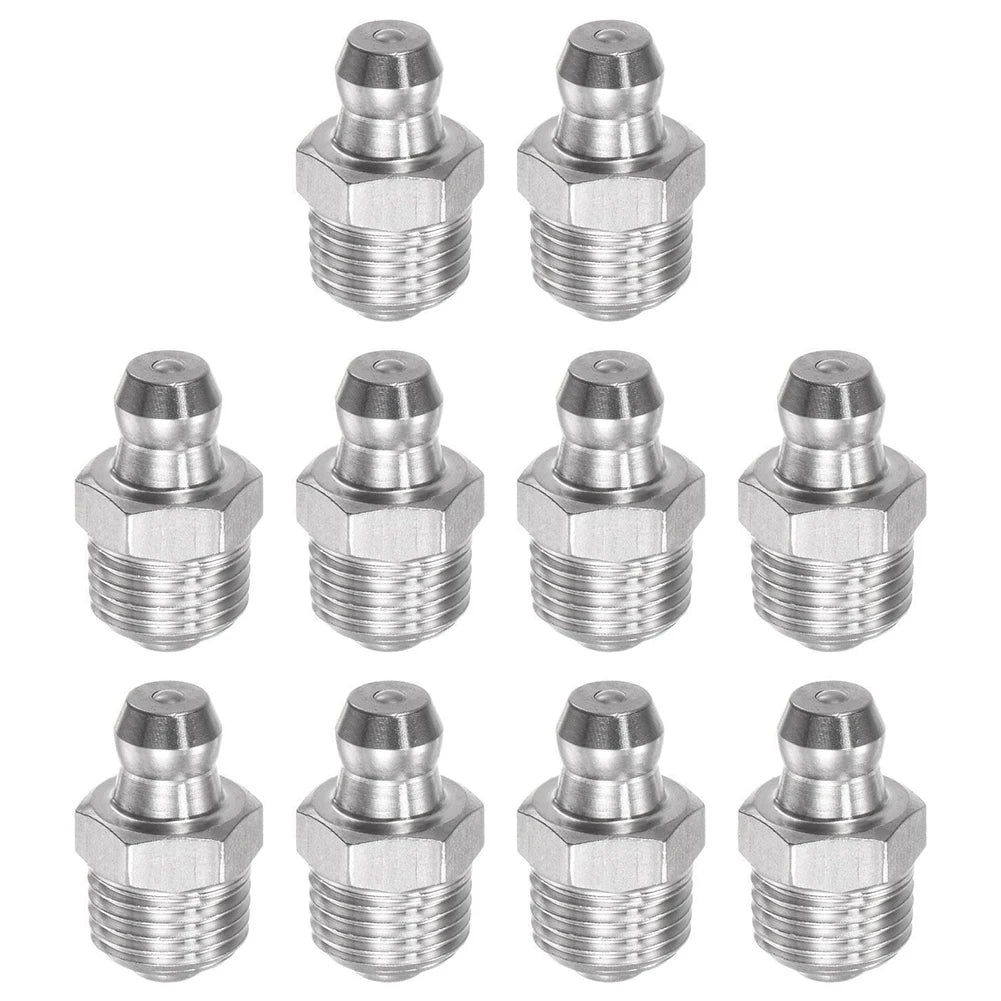 10pcs Stainless Steel Straight Hydraulic Grease Fitting M10 Thread Grease Nipple Connector Grease Accessories Oasis Select Default Title