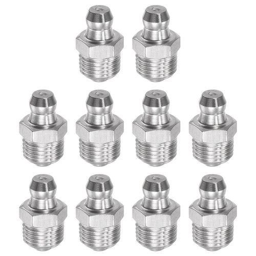10pcs Stainless Steel Straight Hydraulic Grease Fitting M10 Thread Grease Nipple Connector Grease Accessories Oasis Select Default Title