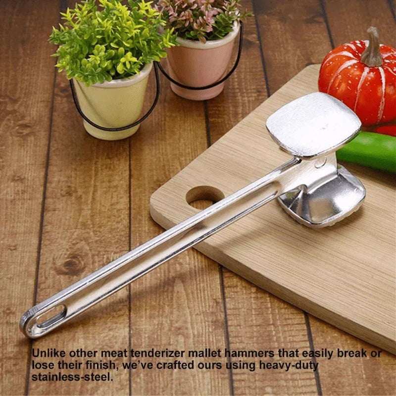 Meat Tenderizer Hammer, Stainless Steel Steak Metal Mallet Kitchen Tool Heavy Duty Durable Double-Sided Meat Tenderizer Oasis Select