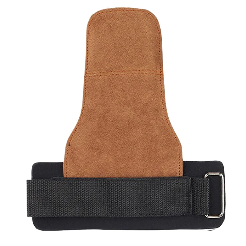 Double Layers Bench Press Weight Lifting Wrist Hooks Straps Deadlift Gloves Grip Pads For Fitness Gym Training Dumbbell Pull-Up Oasis Select Brown