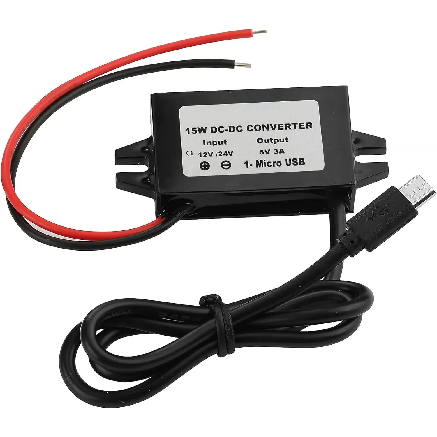12V/24V to 5V 3A Power Adapter Converter DC-DC Step Down Module USB-A Female/Type C/dual USB/open Wire Connector Waterproof CE Oasis Select Micro USB Connector 12V24V 5V 3A