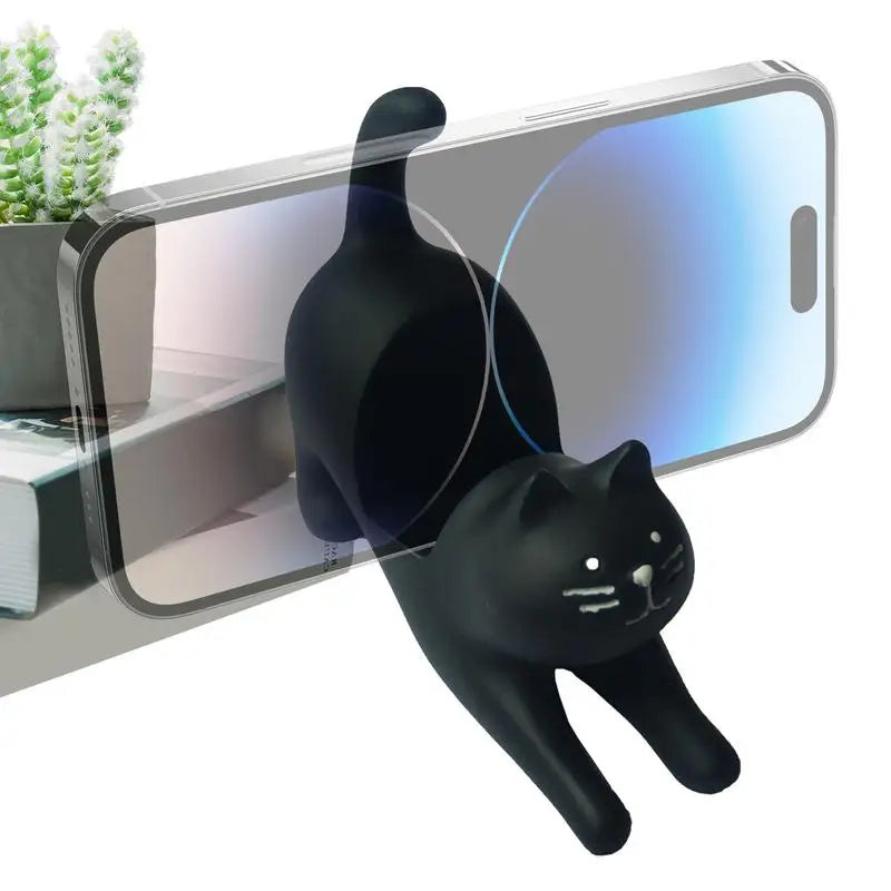 Cute Cat Phone Holder Cute Animal Desk Resin Phone Stand Cat Stretching Figurine Phone Cradle for Cat Lover Home Desk Decoration Oasis Select