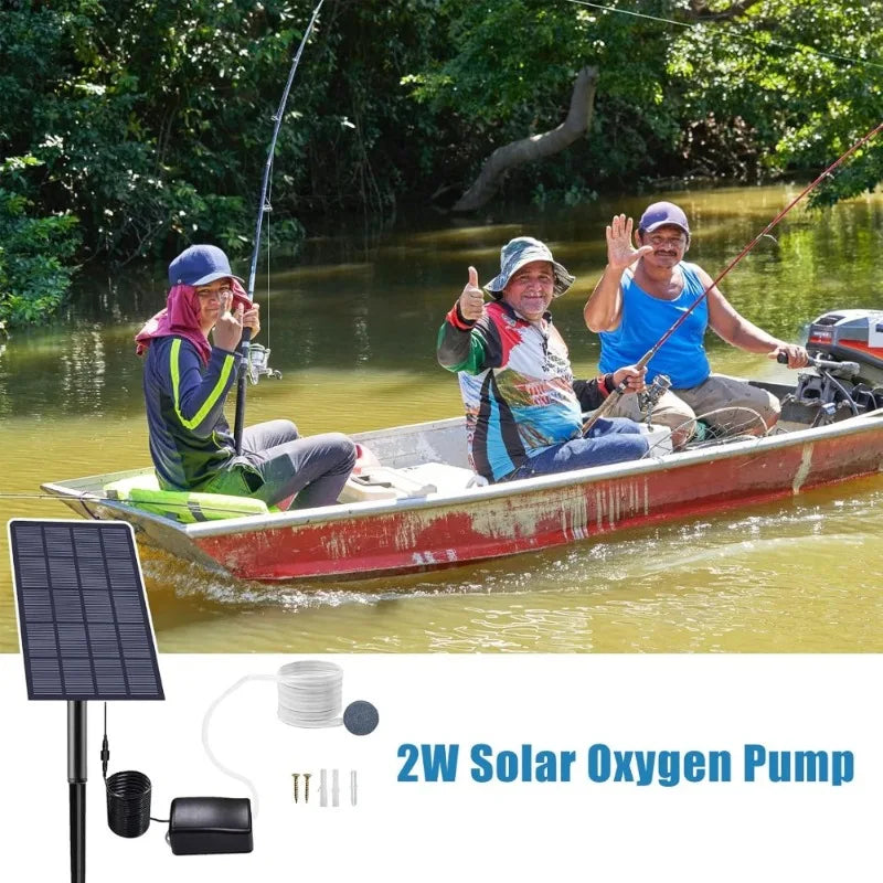 2.5W Solar Oxygen Pump/Pond Pump, with Air Bubble Stones and Pipe, Improve Pond Circulation, for Fish Tank Aquarium Pond Etc Oasis Select