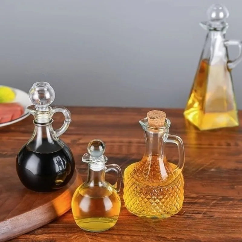 Glass Oil Pot European Style with Handle Oil Bottle Seasoning Bottle Household Kitchen Storage Supplies Oasis Select
