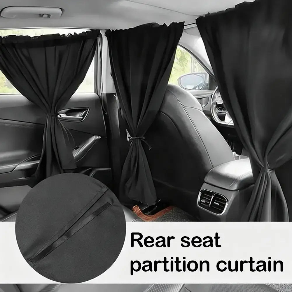 4pcs Black Car Sunshades Front Rear Seat Divider Curtain Heat Insulation Light-blocking Protection Outdoor Camping Car Curtain Oasis Select