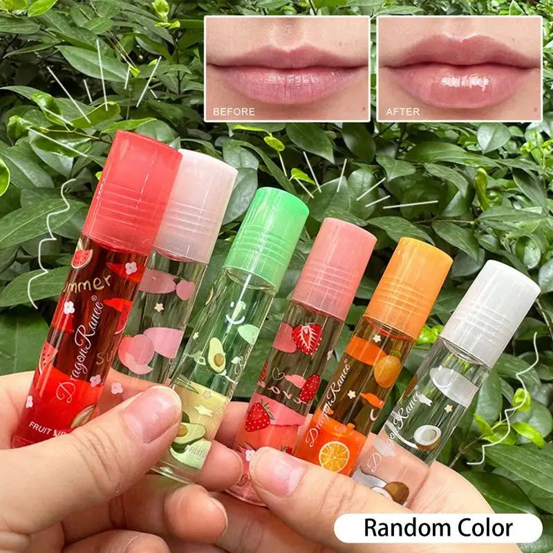 Lip Hydrating 6 Colors Roll-on Fruit Essence Lip Balm Lip Oil Moisturizing Mirror Lip Gloss Transparent Lipstick Primer Makeup Oasis Select