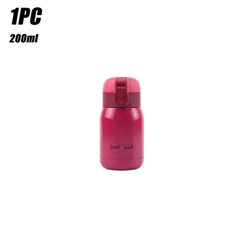 1/2PCS Goodluck Small Cute Mini Thermos Cup MINI Portable Creative Pot Belly Water Cup Pocket Cup with Hand Gift Oasis Select Rose Red 200ML