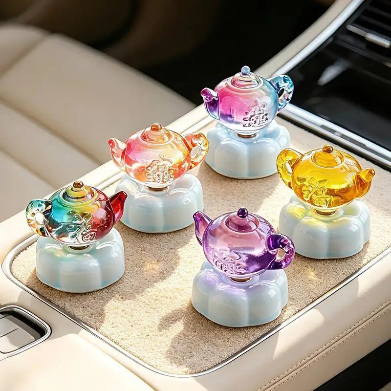 360° Rotating Crystal Teapot Ornament | Car & Desk Décor