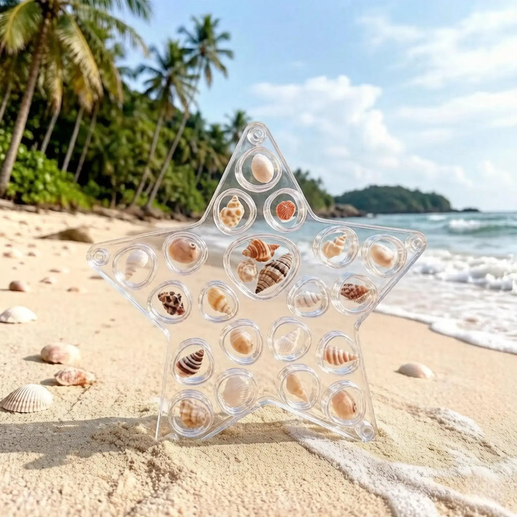 Seashell Holder Display Box Acrylic Organizer Starfish Shell Collecting Box for Girlfriend Women Girls Shark Tooth Rings Ear Oasis Select