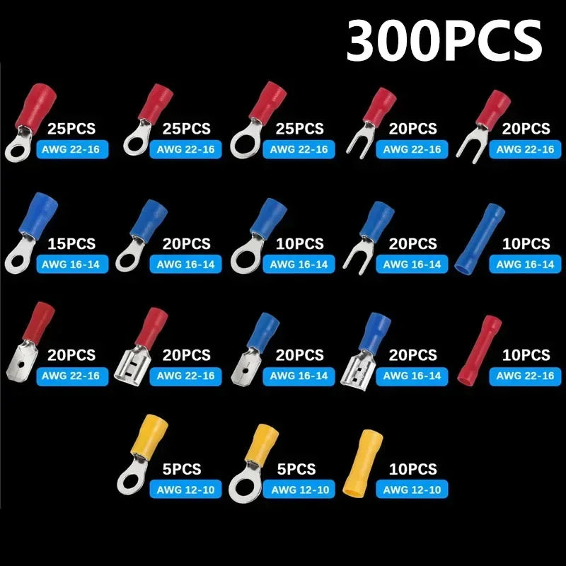 102/300 Pcs Insulated Crimp Terminal Wire Connector Kit Crimp Terminal Kit Oasis Select