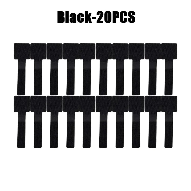 New Reusable Cable Ties Velcro Ties Self-Adhesive Power Cord Cable Holder Adjustable Cord Storage Desktop Organiser Manager Oasis Select Black-20PCS