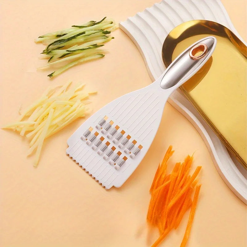 Multi-Functional Vegetable Slicer & Sharpener - Manual Food Cutter for Potatoes, Carrots,Fruits - Durable Plastic Kitchen Gadget Oasis Select Silver