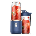 USB Personal Mini Juicer Cup Portable Handheld Travel Blender with Single Double Cups for Water Bottles Oasis Select 2cups-Blue
