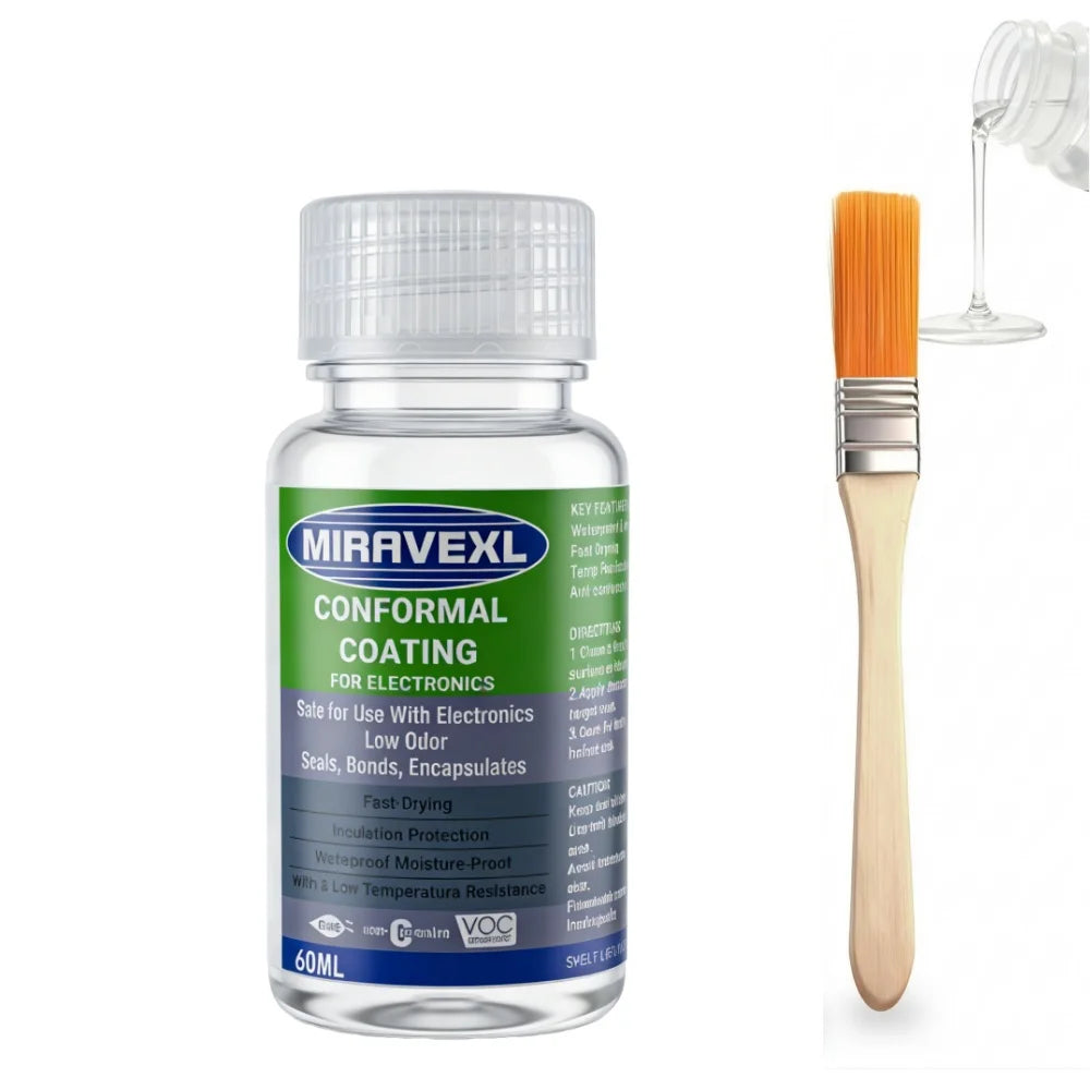 MIRAVEXL Clear Conformal Coating bottle with applicator brush offers thermalresistance, seals bonds and encapsulating properties Oasis Select 1PCS
