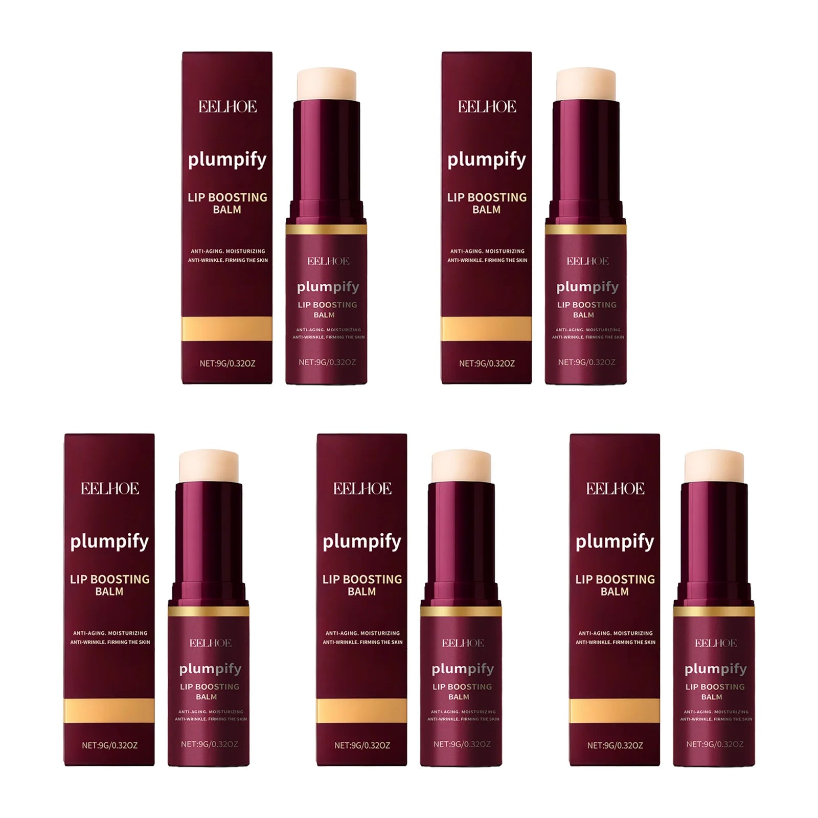 Plumpify Lip Boosting Balm Moisturizing Plumping Sexy Lip Care Fade Lip Lines Nourishing Repair Lip Care Makeup Cosmetics Oasis Select 5 x 9g Boxed