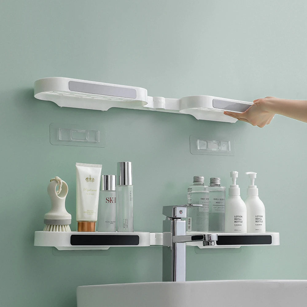 Bathroom Shelves Punch-free Revolving Rack Wall-mounted Corner Shelf Shower Storage Holder Kitchen Wall Storage Rack Organizer Oasis Select