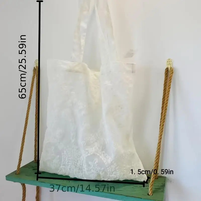 Embroidered Lace Organza Tote Bag – Vintage Handmade Purse