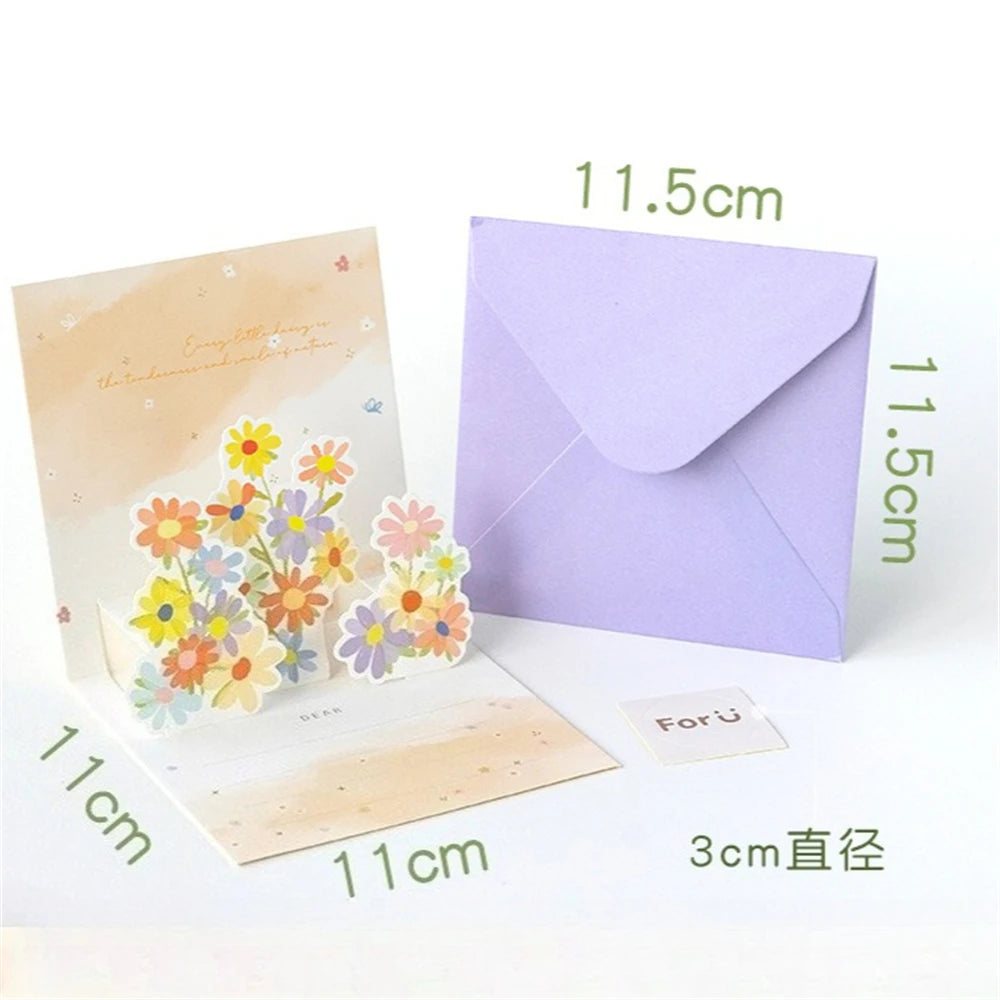 Creative Festival 3D 3D Flower Greeting Card Fresh Birthday Wishes Grateful Folding Card For Teachers Lover Mother Friends Oasis Select E