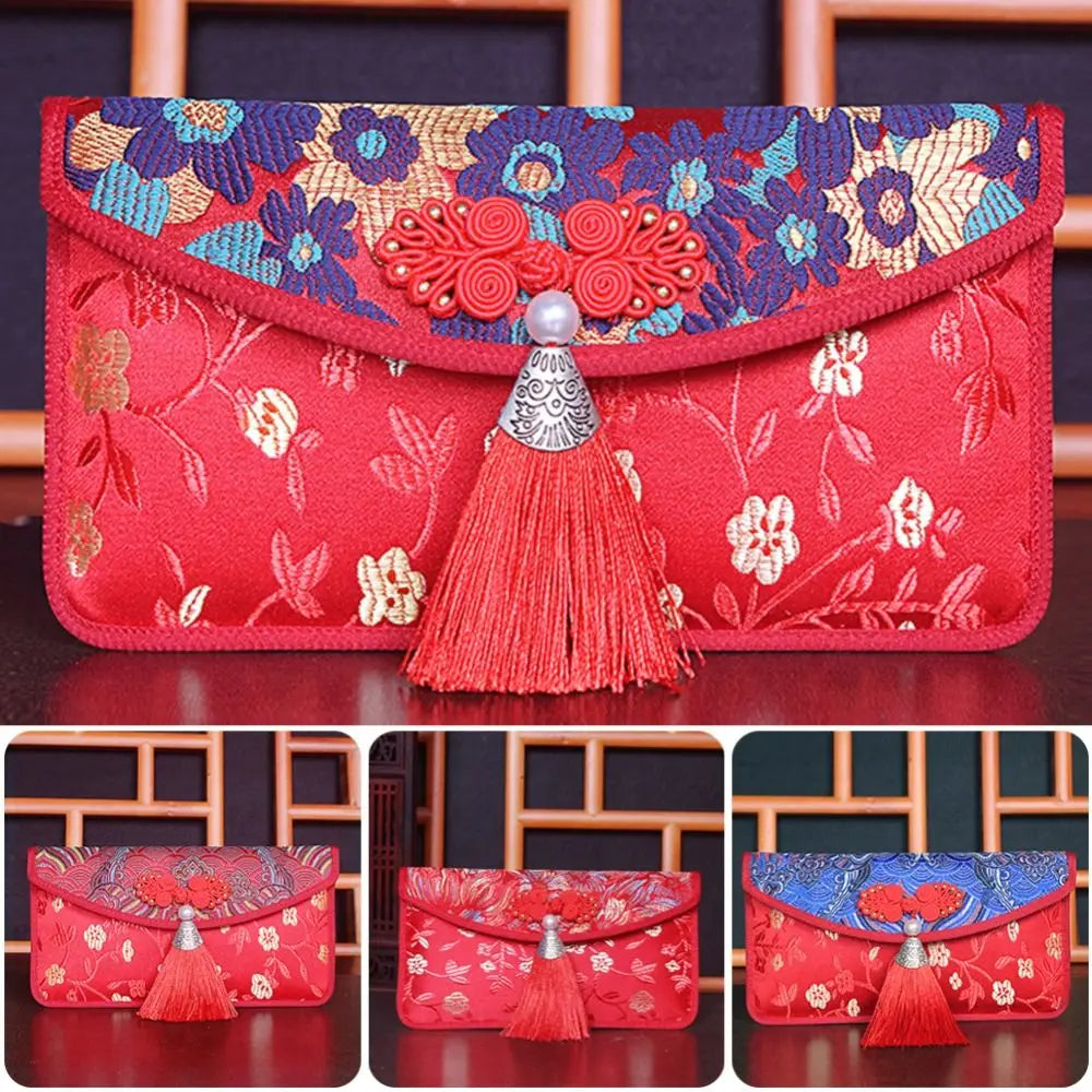Embroidered Silk Red Envelope Gift Bag – New Year & Wedding Embroidered Gift Bag Oasis Select