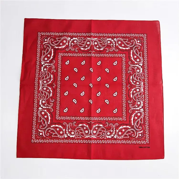 1/2pcs Bandana Kerchief Unisex Hip Hop Black Hair Band Neck Scarf Sports Headwear Wrist Wraps Head Square Print Handkerchief Oasis Select Red