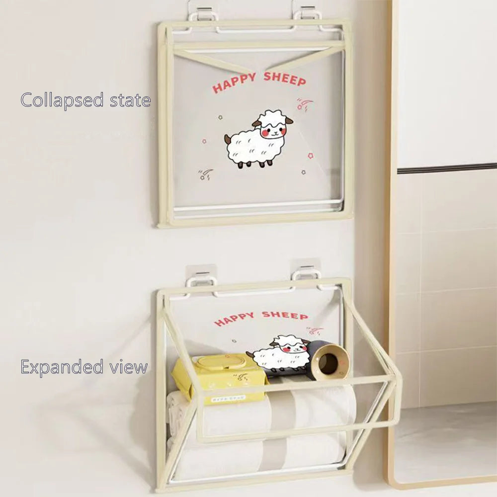 Waterproof Bathroom Hanging Storage Bag Punch-free Foldable Shower Clothes Organizer with Cute Sheep Pattern Oasis Select