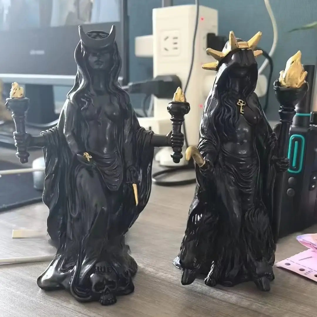 Witch Statue Halloween Decoration Greek Goddess Statue Home Decoration Modern Magic Hound Resin Sculpture Decoration Oasis Select