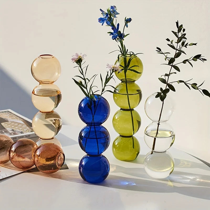 Nordic Glass Bubble Vase - Clear Hydroponic Planter for Home Desk Decor, Cute Simple Gift Idea & Flower Arrangement Decoration Oasis Select