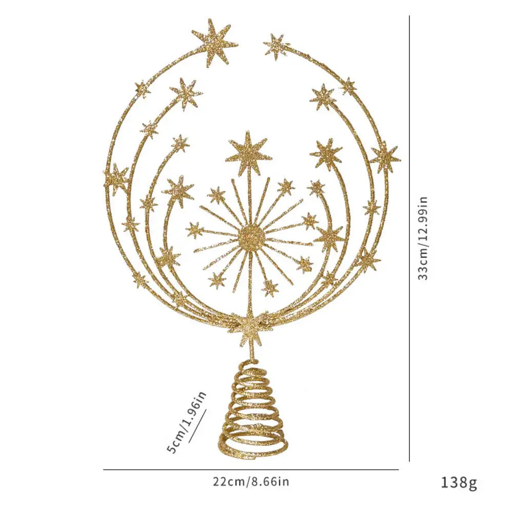 Christmas Tree Toppers Star with LED String Lights Ornaments for Christmas Home Party Decoration Festival Party New Year Oasis Select Style B