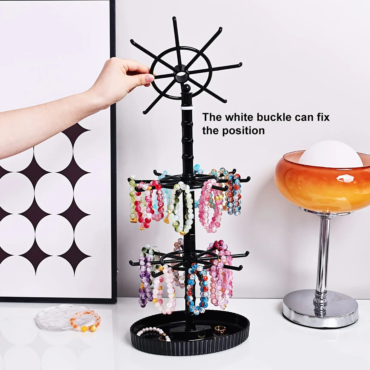 1pc rotatable 2-tier/3-tier jewelry display stand multi-functional hanging earringsrings bracelets watches accessories organizer Oasis Select
