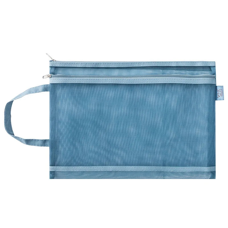 Morandi Double-layer A4 File Bag Test Paper Storage Bag A5A6 Mesh Pen Bag Transparent Office Classification Receipt Bag Oasis Select Single layer A6