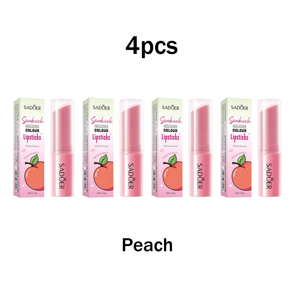 Honey Peach Color-Changing Moisturizing Lip Balm 2.5g Color-Changing Lip Balm Oasis Select 4pcs peach 2.5g