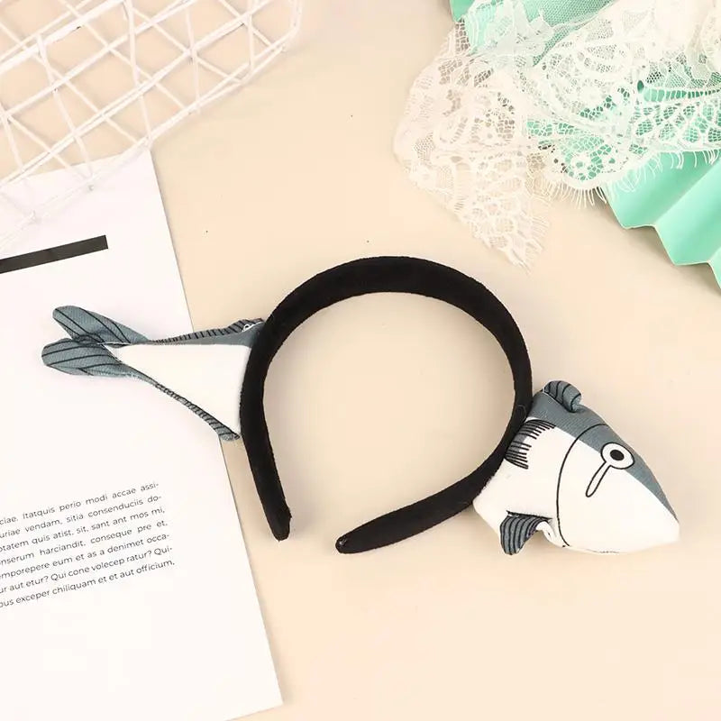 Popular Cute Fish Shape Hairband Wash Face Hair Accessory For Girls Cute Plush Salted Fish Hair Hoop Wash Face Hair Clips Oasis Select A1