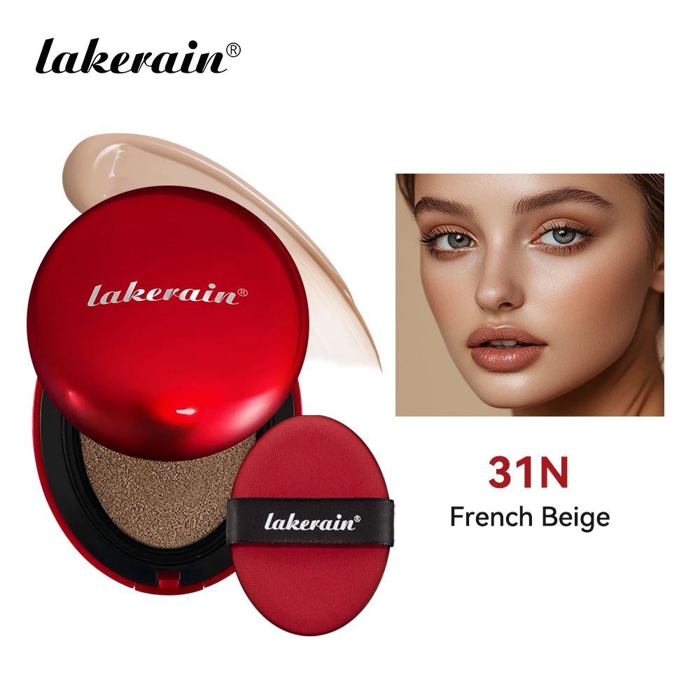 Lakerain Suncreen Cushion Foundation Waterproof Long-lasting Full Coverage Concealer Semi-matte Finish Natural Makeup Cosmetic Oasis Select RED 31N